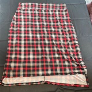 Piphany Red Black white plaid Midi Pencil Skirt for Work side splits